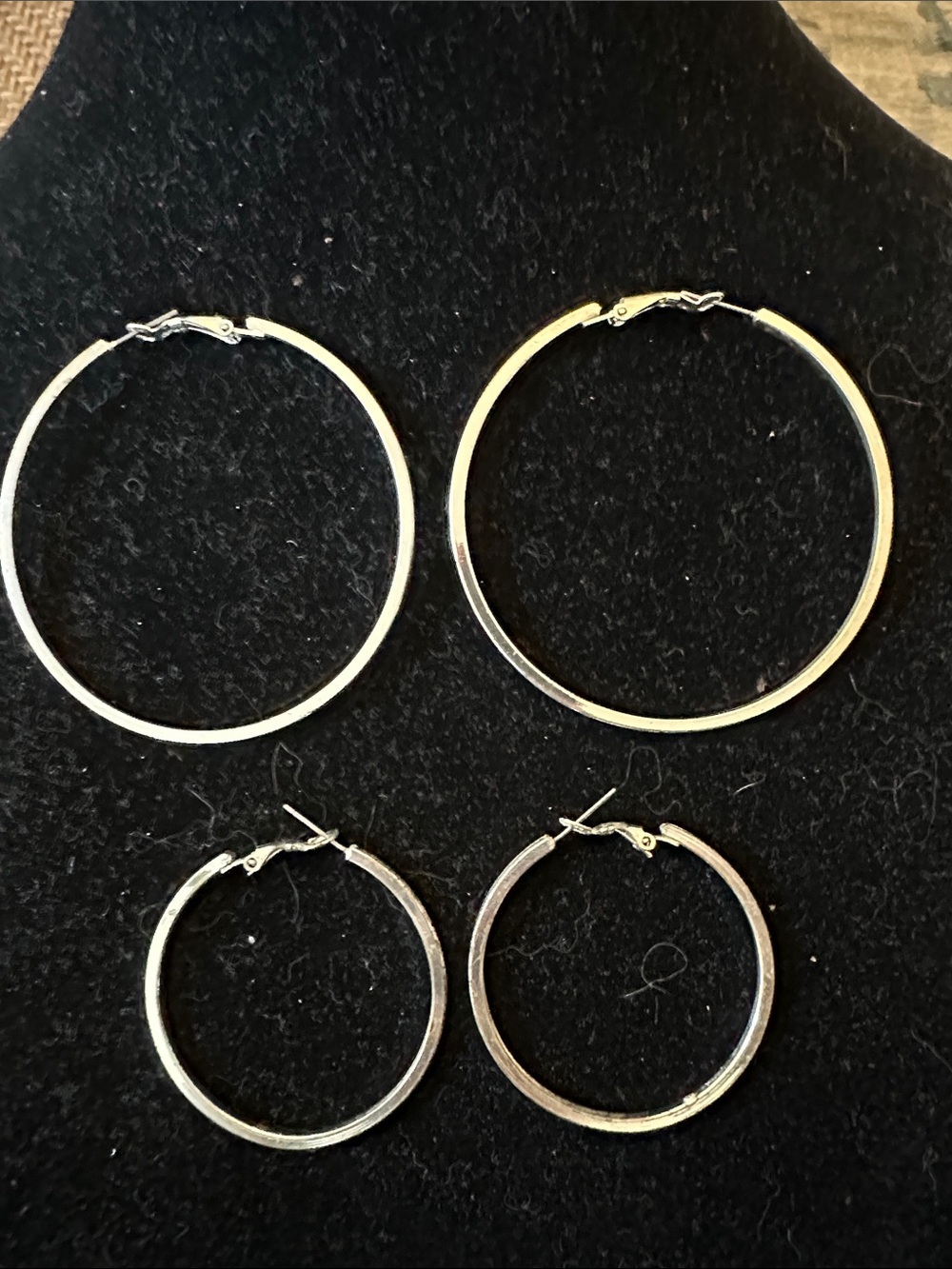 Large & Medium Silver Hoop Earrings